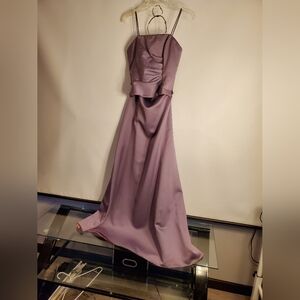 Elegant Lavender 2 Piece Evening Gown Strap Top With Long Skirt